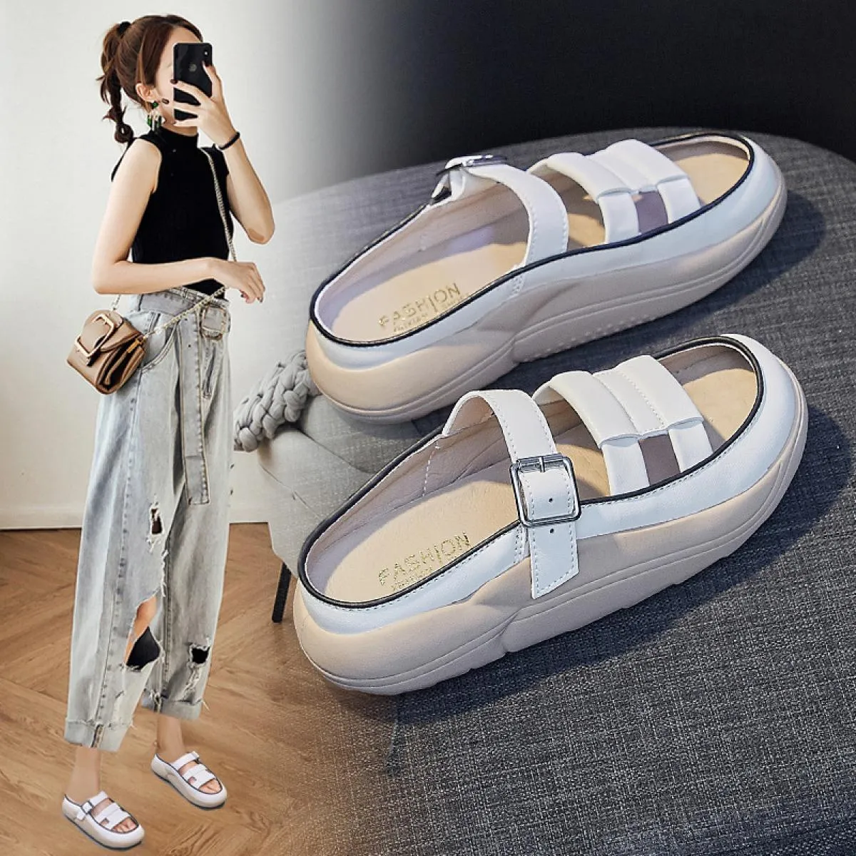 2023 nuove pantofole da donna eleganti e comode scarpe piatte casual primavera estate moda leggera traspirante all'aperto