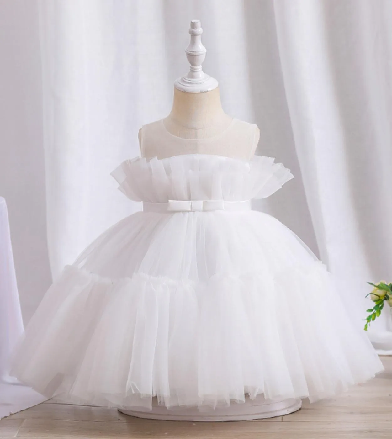 Baby Kid Holiday Party Dress 0 2yrs Infant Battesimo Abito senza maniche Compleanno Sera Prom Vestido Per 24m Ragazze Princ