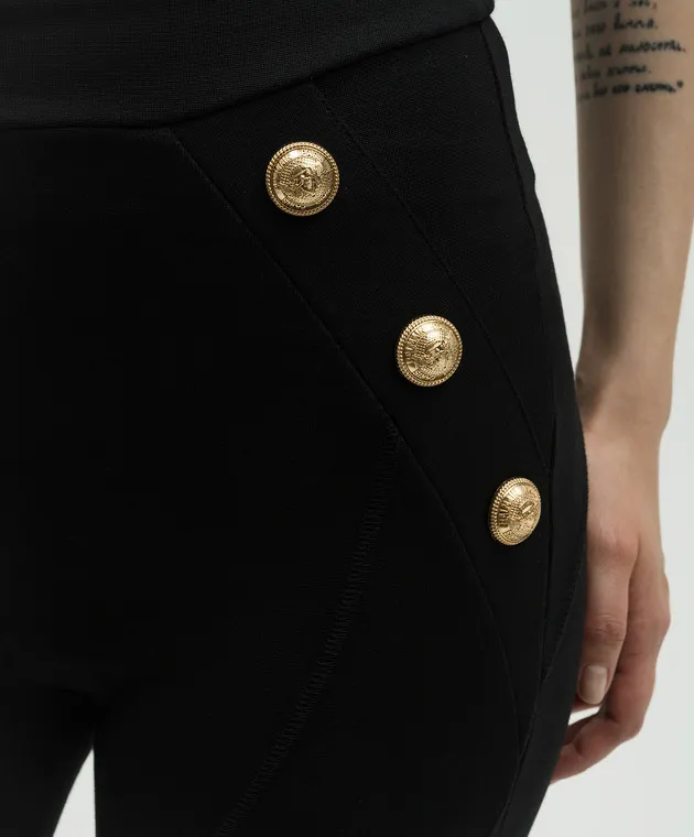 Balmain Leggings neri con rivetti DF1OC036JH30