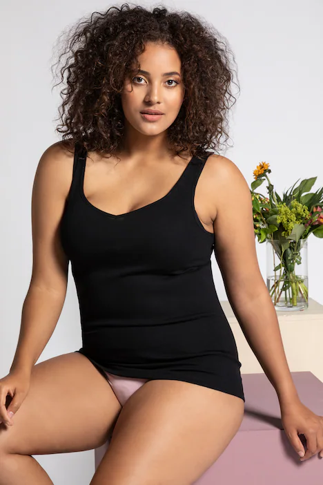 Canottiera, scollatura a V, jersey di cotone