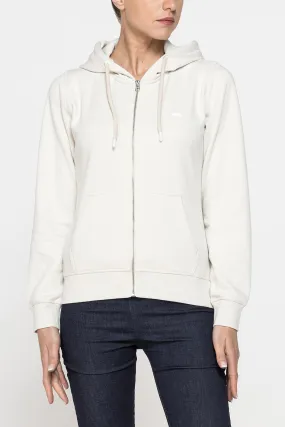 Carrera  ---------    ------------Felpa felpata basica con zip e cappuccio - bianco