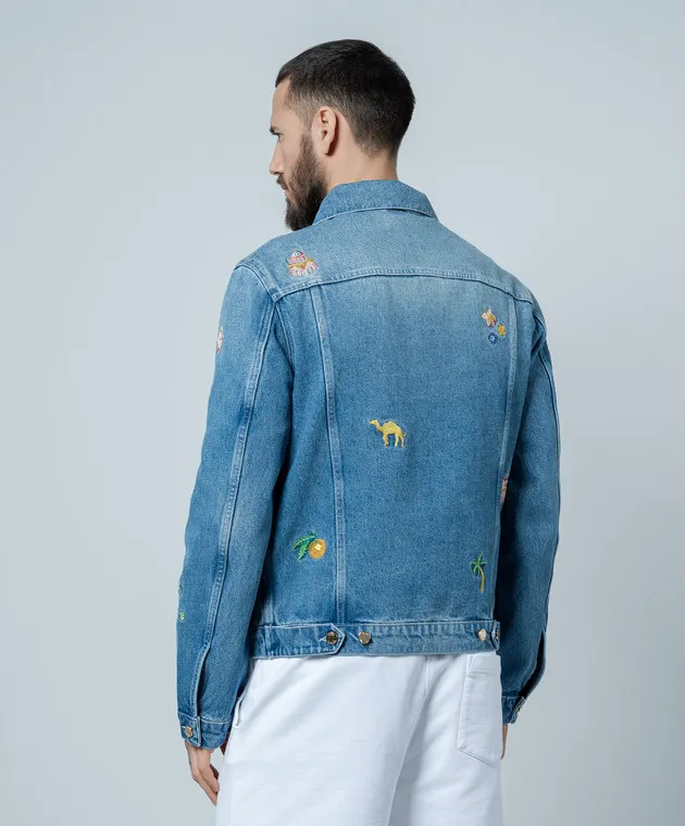 Casablanca Giubbotto in denim blu con ricami MPS24JK00302