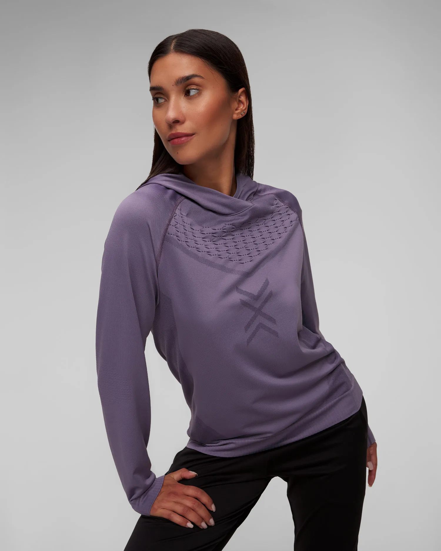 Felpa viola con cappuccio da donna X-Bionic X-Ential Hoody LS y1x2w24u-p096