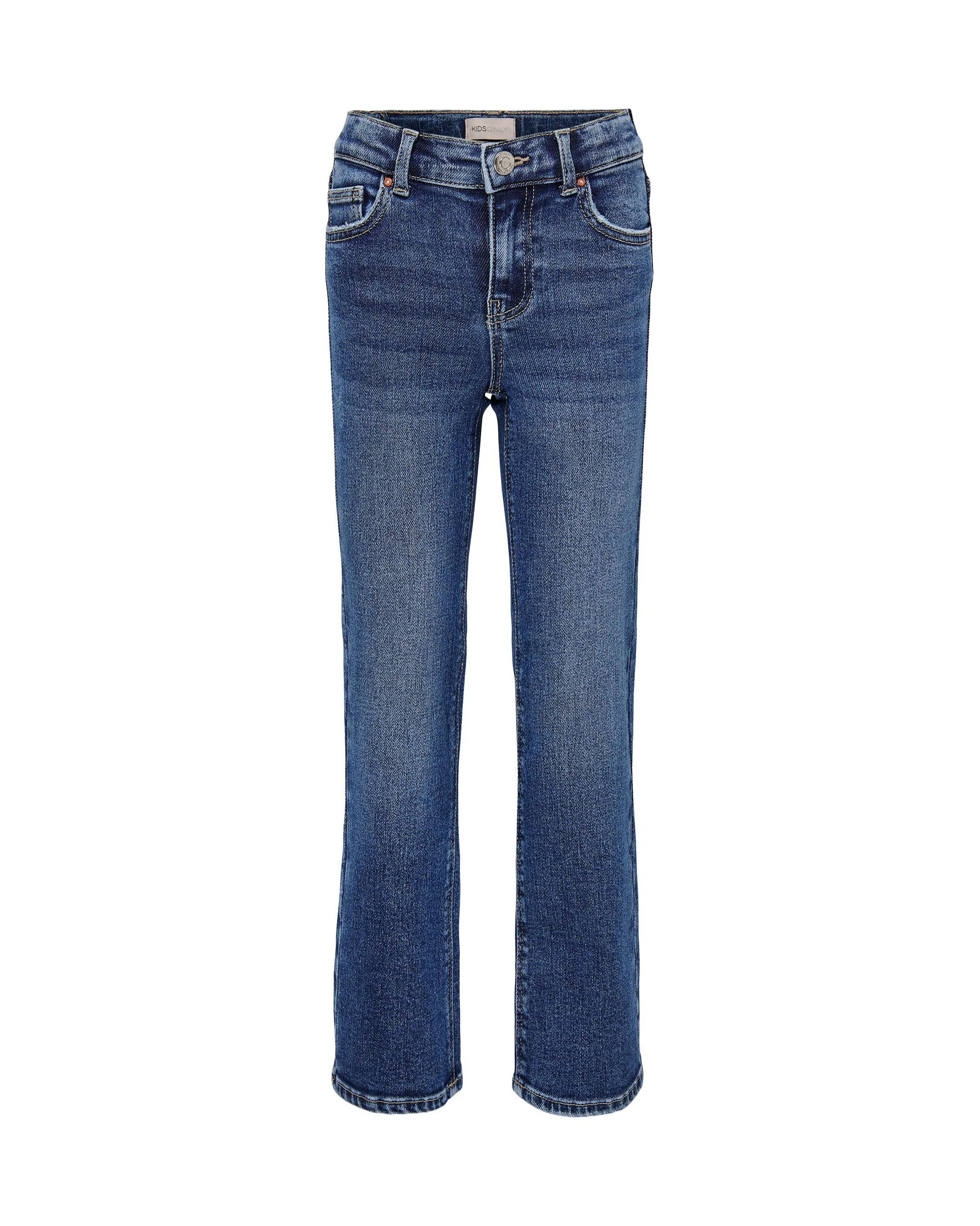 Jeans a gamba dritta in cotone stretch lavaggio medio stone washed 10-14 anni