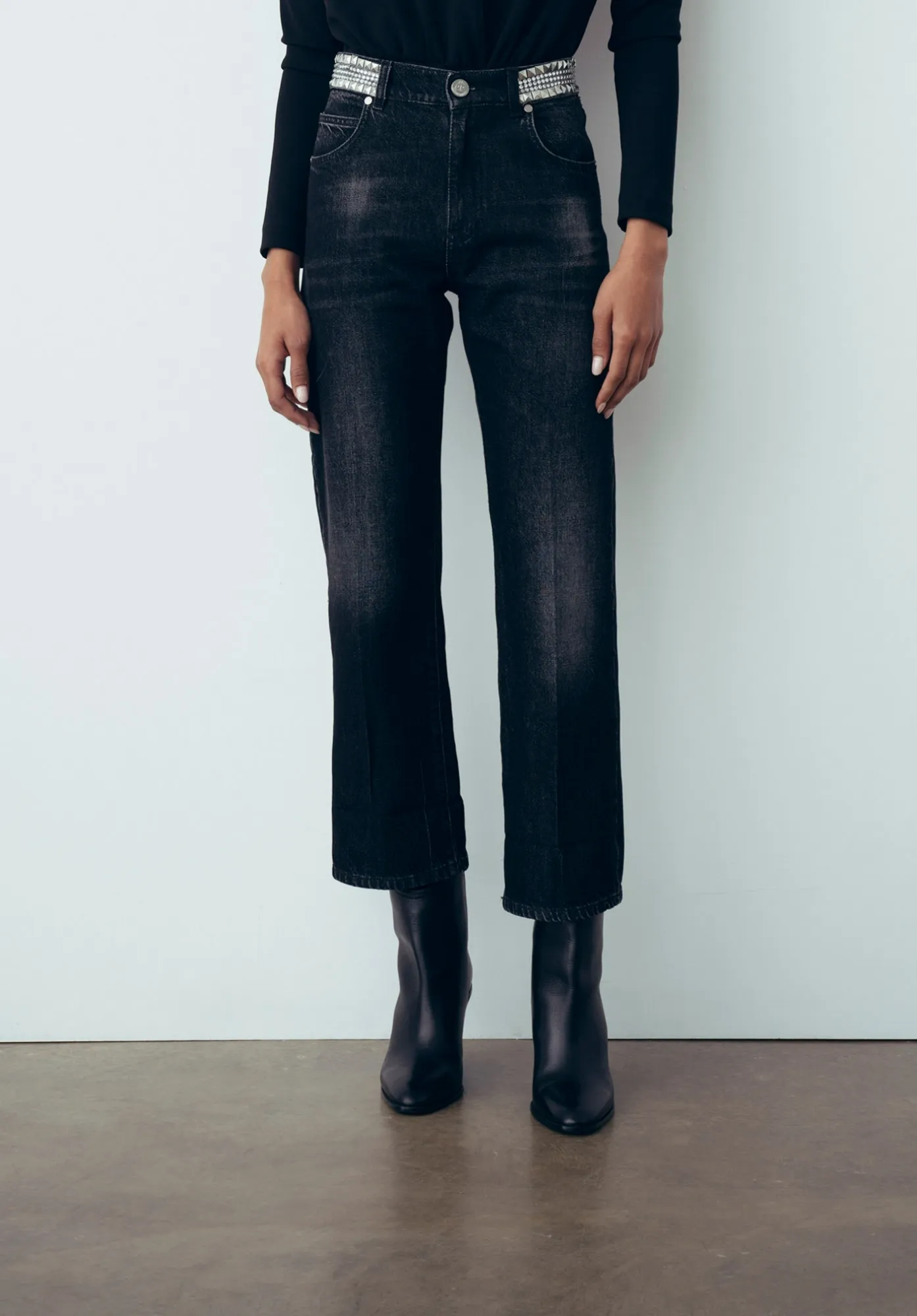 Jeans Boy In Denim Nero - Gaëlle Paris