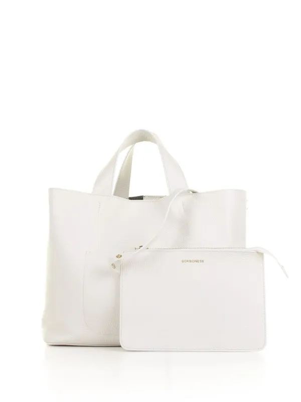 Leather shoulder bag with logo