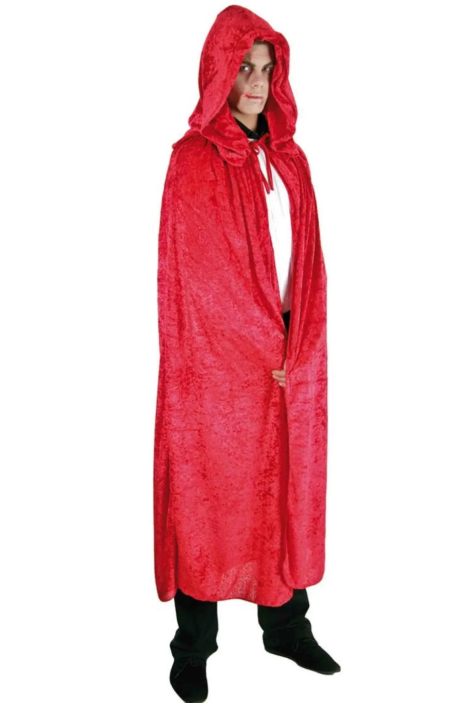 Mantello lungo rosso con cappuccio 182 cm