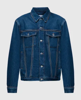 Off-White Giubbotto in denim blu con effetto invecchiato OMYE092C99DEN002