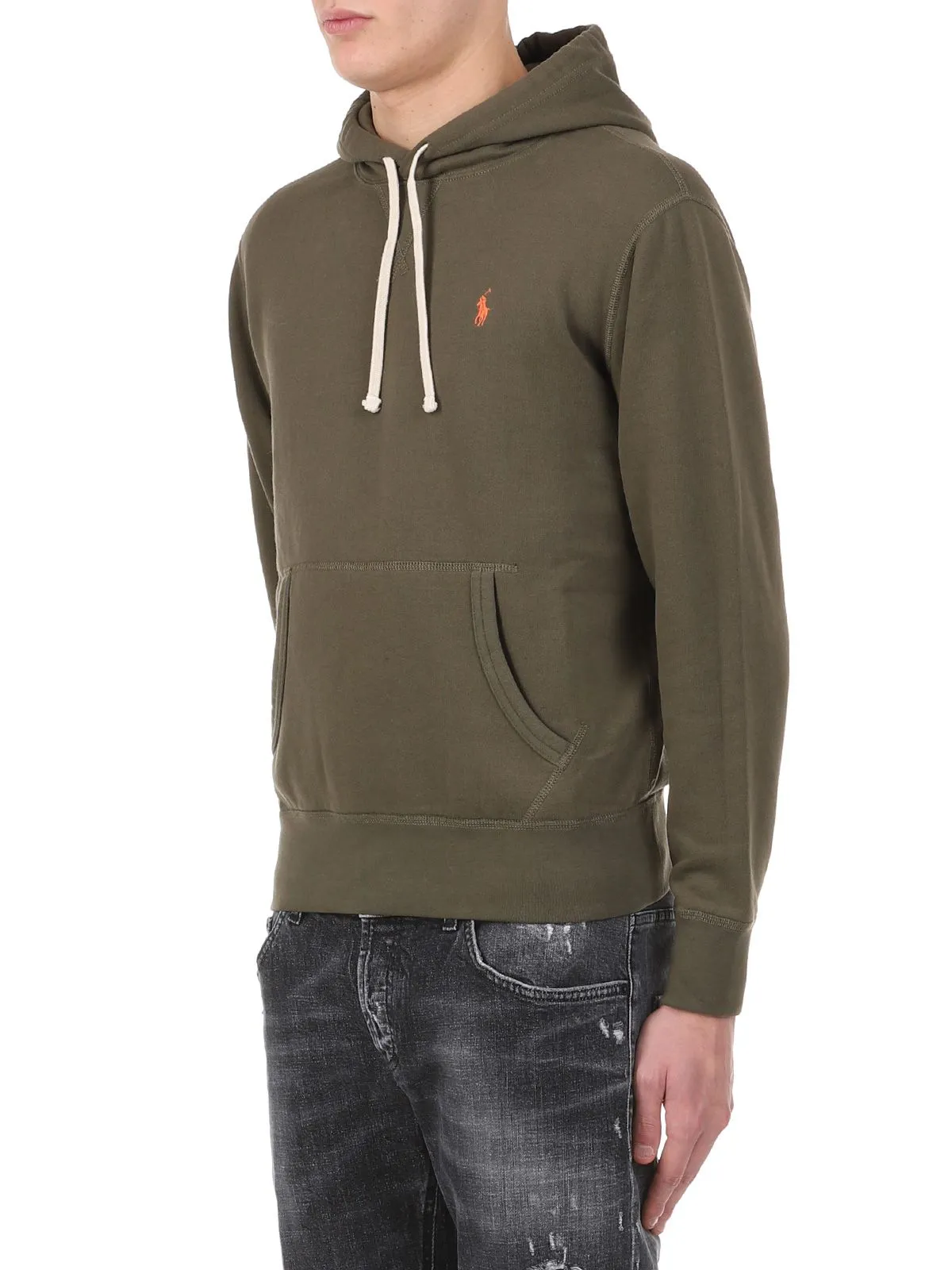 POLO RALPH LAUREN   FELPA CON CAPPUCCIO VERDE MILITARE
