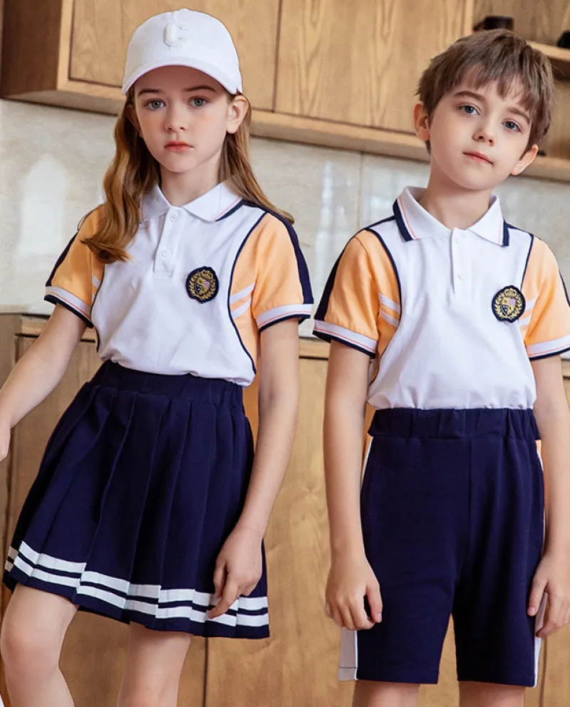 Pullover con risvolto stile preppy per bambini Bianco Sportwear Due pezzi