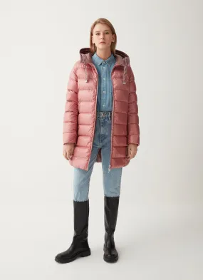 Reversible quilted down jacket with hood