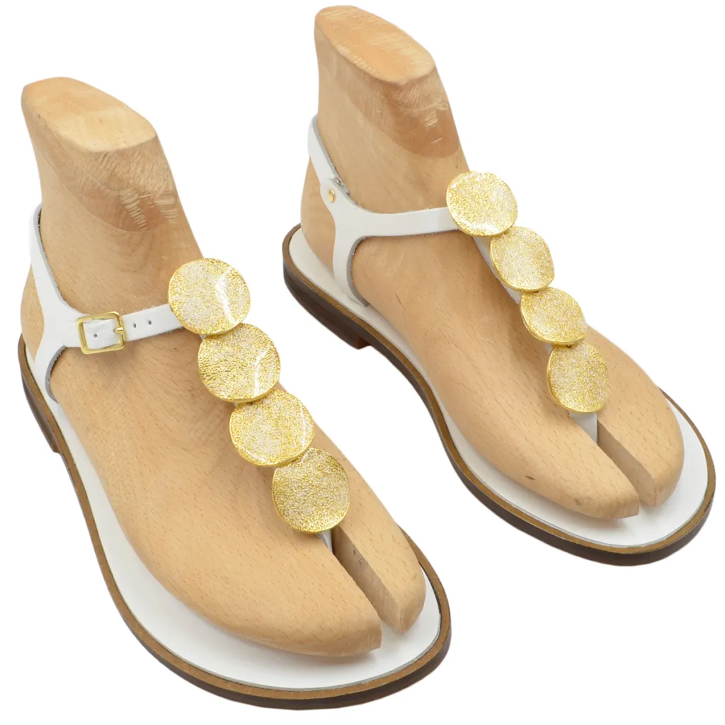 S.PIERO Sandalo donna in pelle bianca con suola imbottita rivestita E37-002